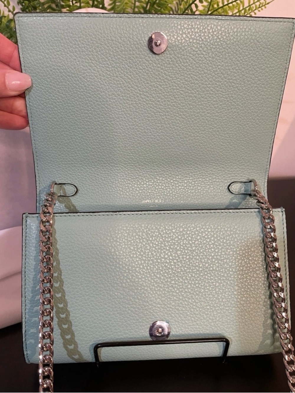 Jimmy Choo Mint Green Embossed Leather Crossbody - Picture 4 of 5